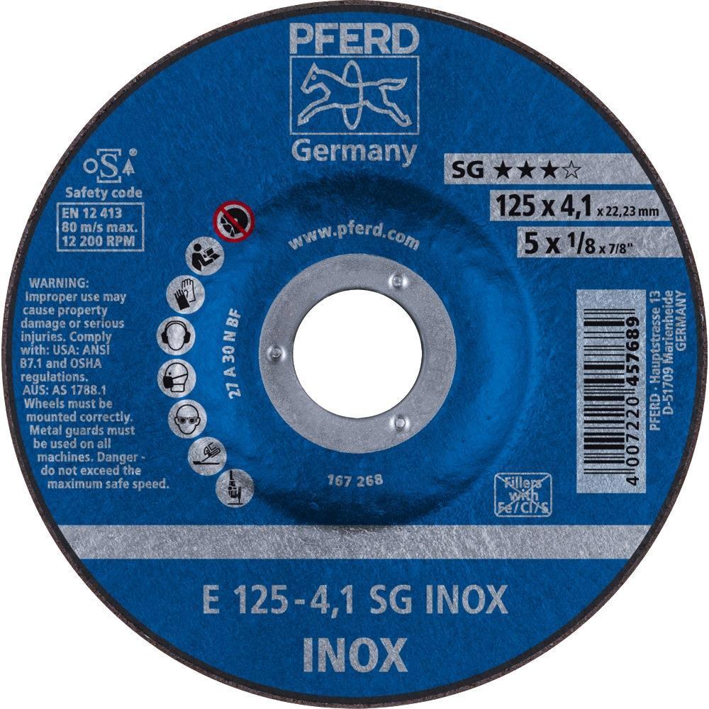 Schruppscheibe SG INOX D125xS4,1mm gekröpft INOX Bohrung 22,23 mm