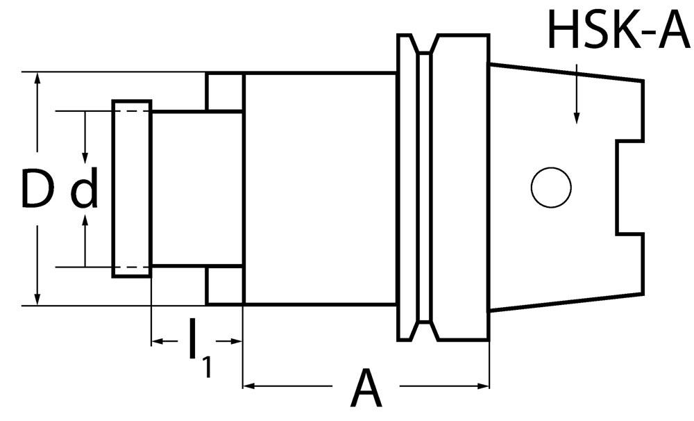 Quernutaufsteckfräsdorn DIN 69893A Spann-Ø 16 mm HSK-A63 Auskraglänge 50 mm