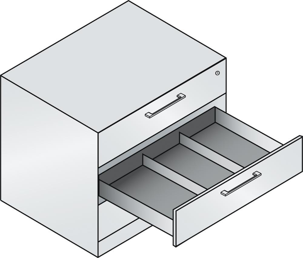 Karteischrank, BxTxH 800x600x698 mm, DIN A5, dreibahnig, 3 Schubladen, Bügelgriff, RAL 7021 schwarzgrau