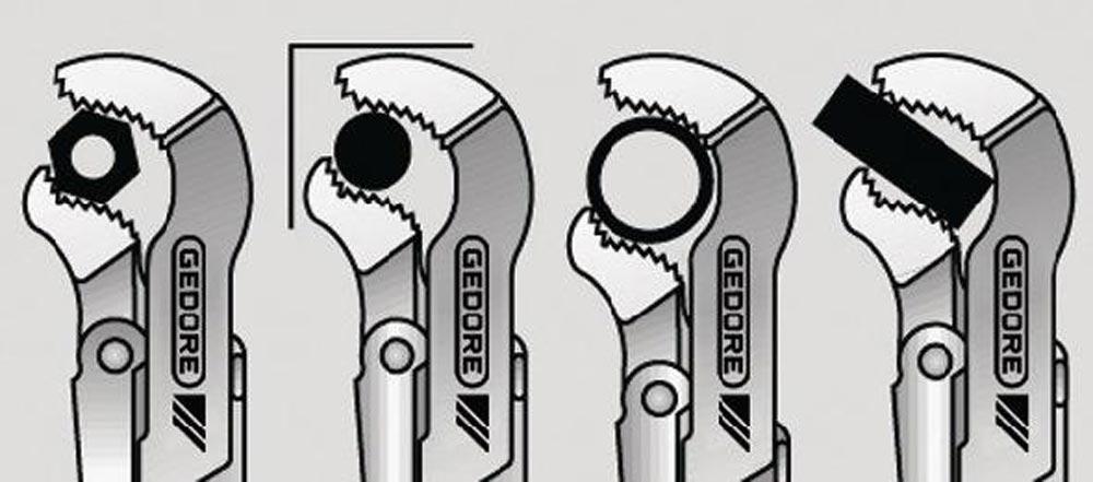 Eckrohrzange Eck-Schwede-snap® Gesamtlänge 320 mm Spannweite 48 mm für Rohre 1 