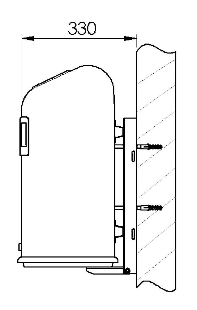 Abfallbehälter oval mit Ascher, Vol. 45 l, aus Stahlblech, BxTxH 425x330x590 mm, ohne Federklappe, RAL 6005