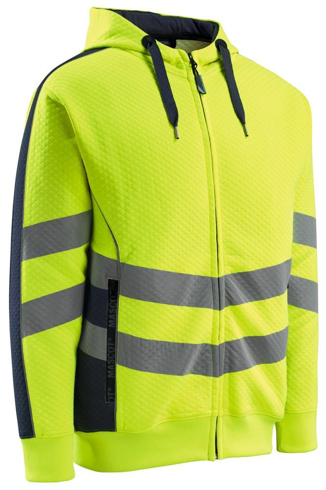Warnschutz-Kapuzensweatshirt Corby, Farbe HiVis gelb/schwarzblau, Gr. M