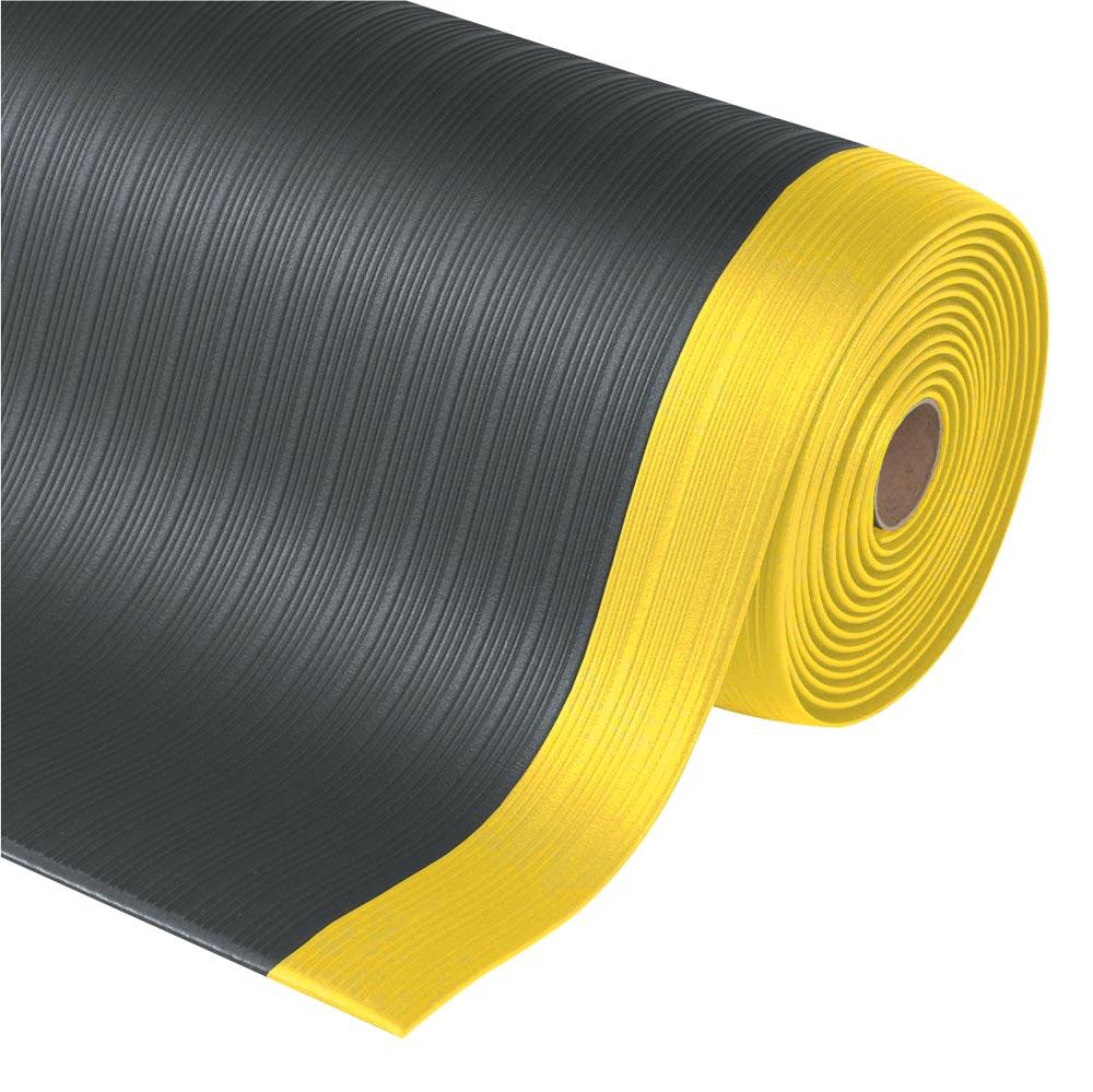 Arbeitsplatzbodenbelag aus Vinyl, Mattenware gerillt, Farbe grau, LxB lfd. mx1220 mm, Höhe 9 mm, lfm