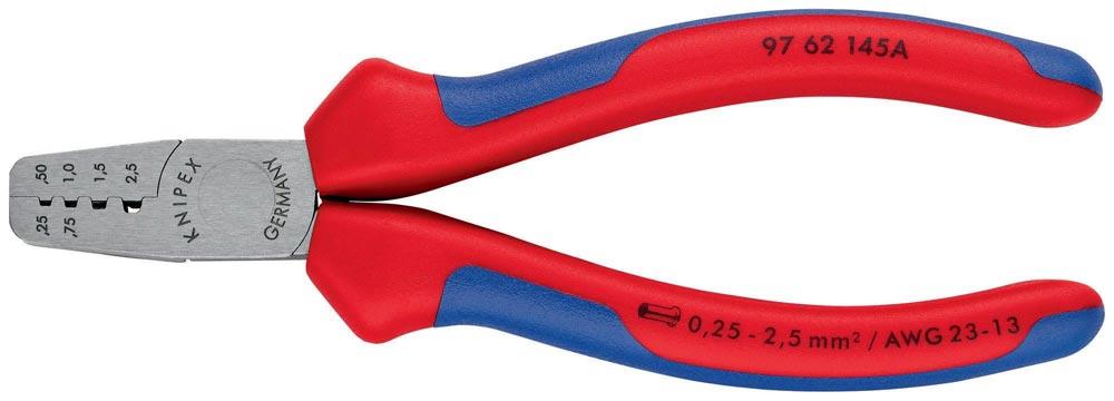 Aderendhülsenzange Gesamtlänge 145 mm 0,25 - 2,5 (AWG 23 - 13) mm poliert Mehrkomponenten-Hüllen