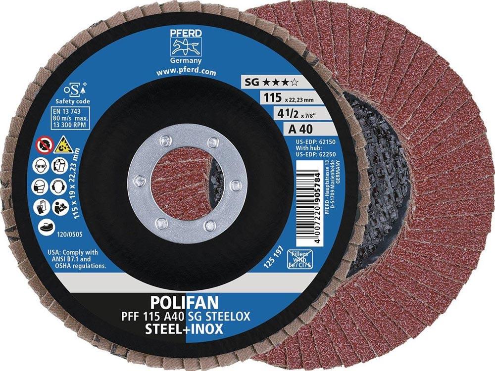 Fächerscheibe POLIFAN A SG STEELOX Ø 125 mm Körnung 60 flach INOX Normalkorund