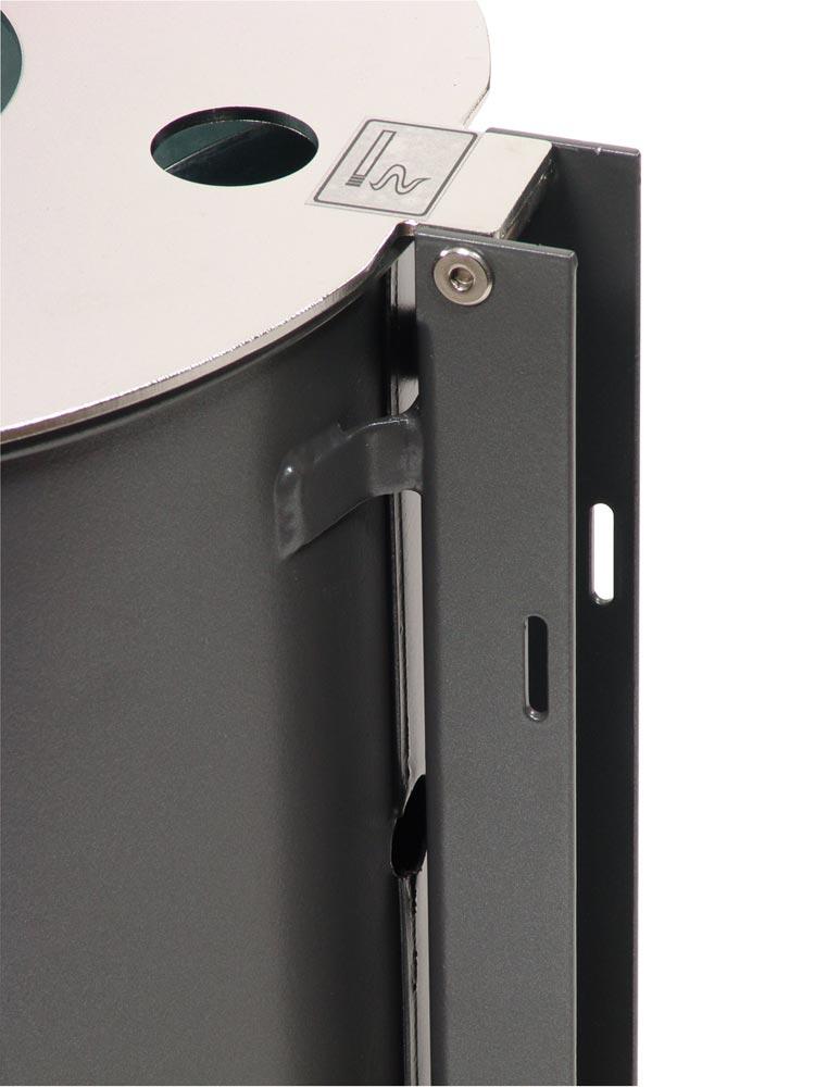 Abfallbehälter mit Ascher 50 l, m. Edelst.-Deckelscheibe DxH 380x515 mm, angeschw. U-Profilschiene zum Montage, Einsatzbehälter, RAL 5013