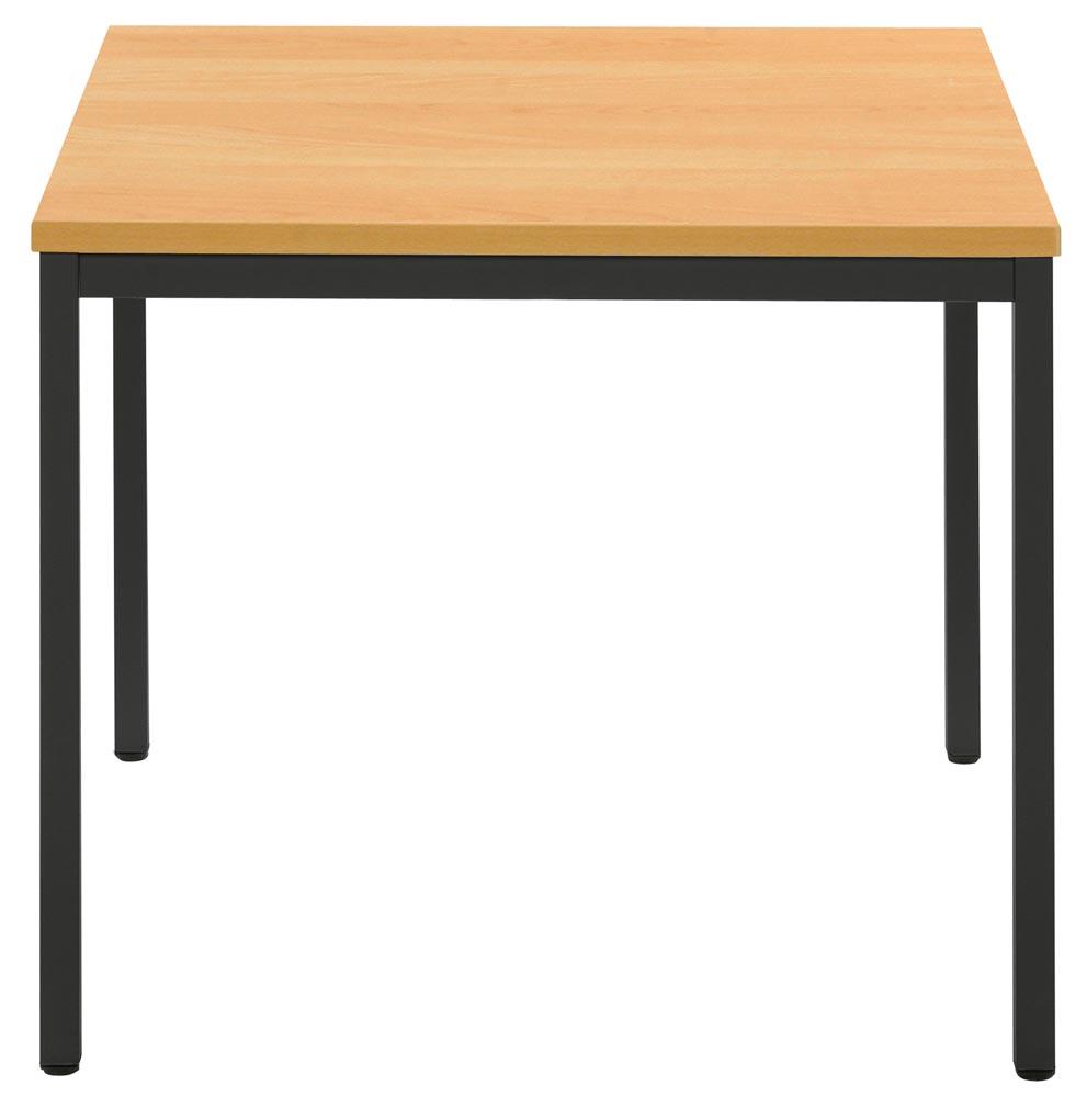 Besprechungstisch, BxTxH 800x800x740 mm, Vierkantrohrgestell, schwarz, Tischplatte 19 mm, buche