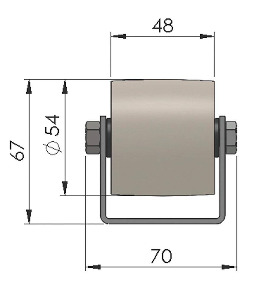 Colli-Rollenschiene, Profil 50/58/50x2,5 mm, verzinkt, Polyamidrollen, Traglast 150 kg, Bauhhöhe 67 mm, Achsabstand 66 mm
