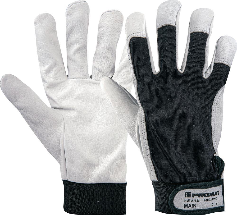 Handschuhe Main Größe 8 schwarz/naturfarben EN 388 PSA-Kategorie II