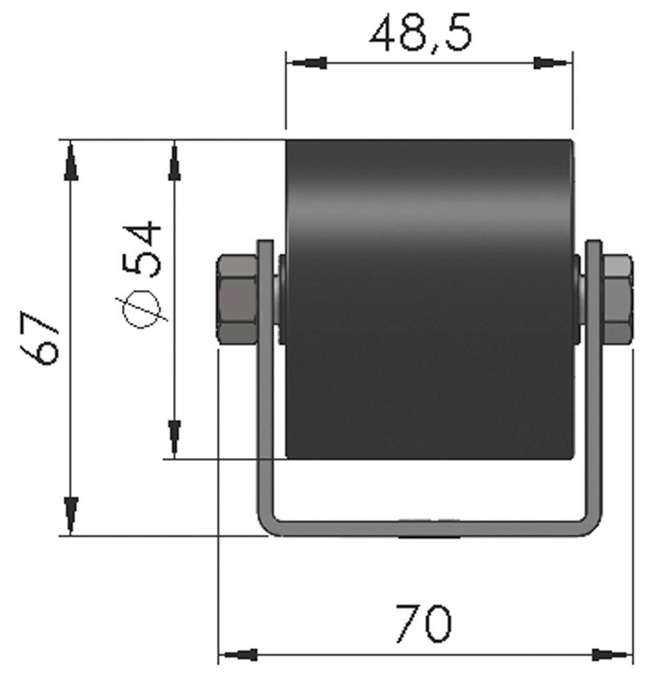 Colli-Rollenschiene, Profil 50/58/50x2,5 mm, verzinkt, Polyamidrollen, Traglast 60 kg, Bauhhöhe 67 mm, Achsabstand 133 mm