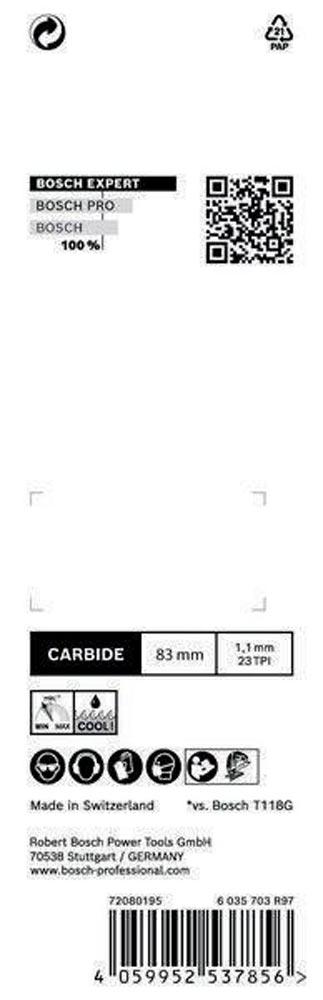 Stichsägeblatt Stainless Steel T 118 AHM Gesamtlänge 83 mm Zahnteilung 1,1 mm Carbide 3 Stück / Karte Stichsägeblatt Stainless Steel T 118 AHM Gesamtlänge 83 mm Zahnteilung 1,1 mm Carbide 3 Stück / Karte