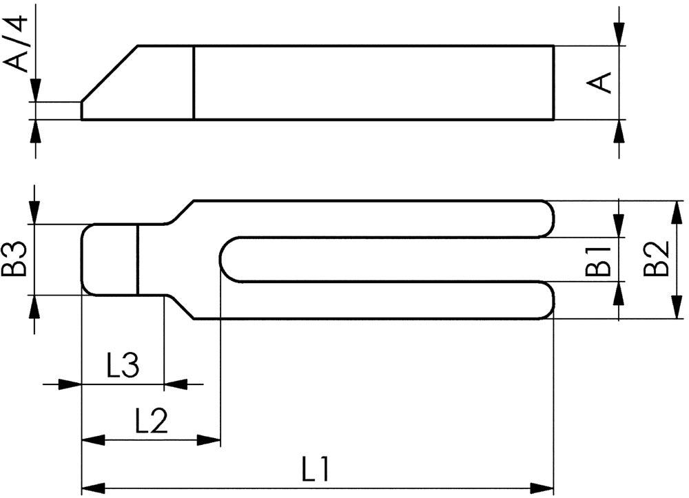 Gabelspanneisen Nr. 6315GN Schlitzbreite 18 mm Länge 200 mm für Spannschraube M16, M18