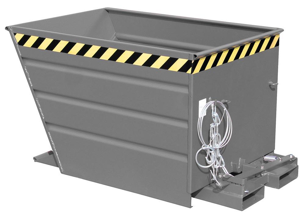 Kippbehälter, Volumen 0,55 cbm, LxBxH 1370x800x730mm, Traglast 750 kg, RAL 7005 mausgrau