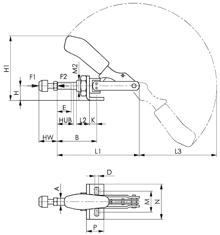 Schubstangenspanner Nr. 6841 Größe 0 kleiner Winkelfuß