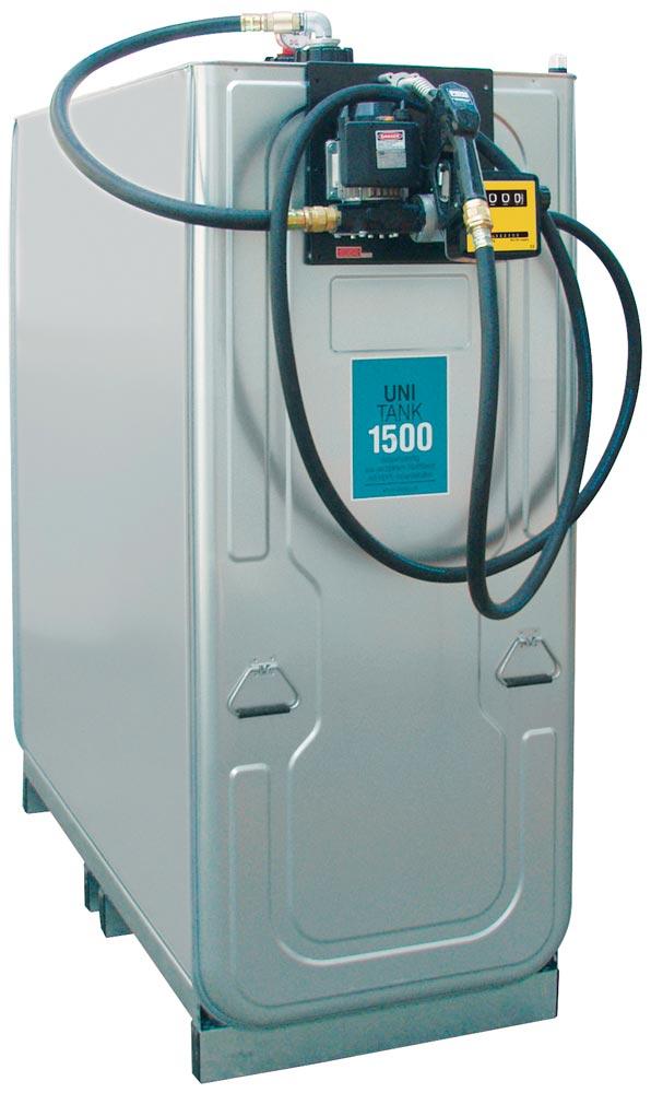 Dieseltankstation m. UNI 1500+E-Pumpe 50 l/min, Vol. 1500 l, 1xUNI 1500 l-Tank, BxTxH 2010x770x2020