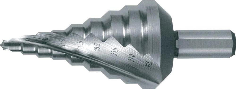 Stufenbohrer Bohrbereich 5,3 - 30,5 mm HSS spiralgenutet Schneidenanzahl 2 Stufenanzahl 9