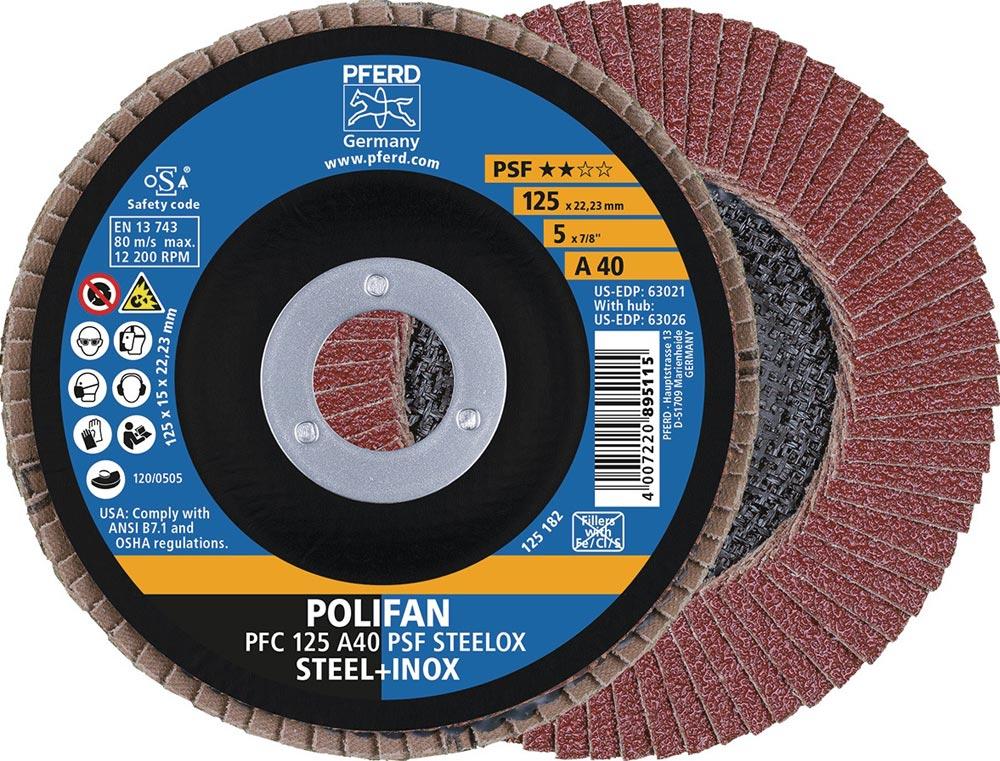 Fächerscheibe POLIFAN A PSF STEELOX Ø 125 mm Körnung 60 konisch Stahl/INOX Normalkorund