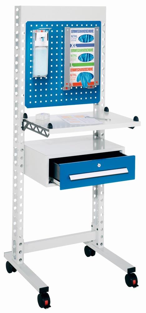 Hygiene Station, BxT 670x400 mm, Modell 3, zur Wandmontage, RAL5010 enzianblau/RAL7016 anthrazitgrau