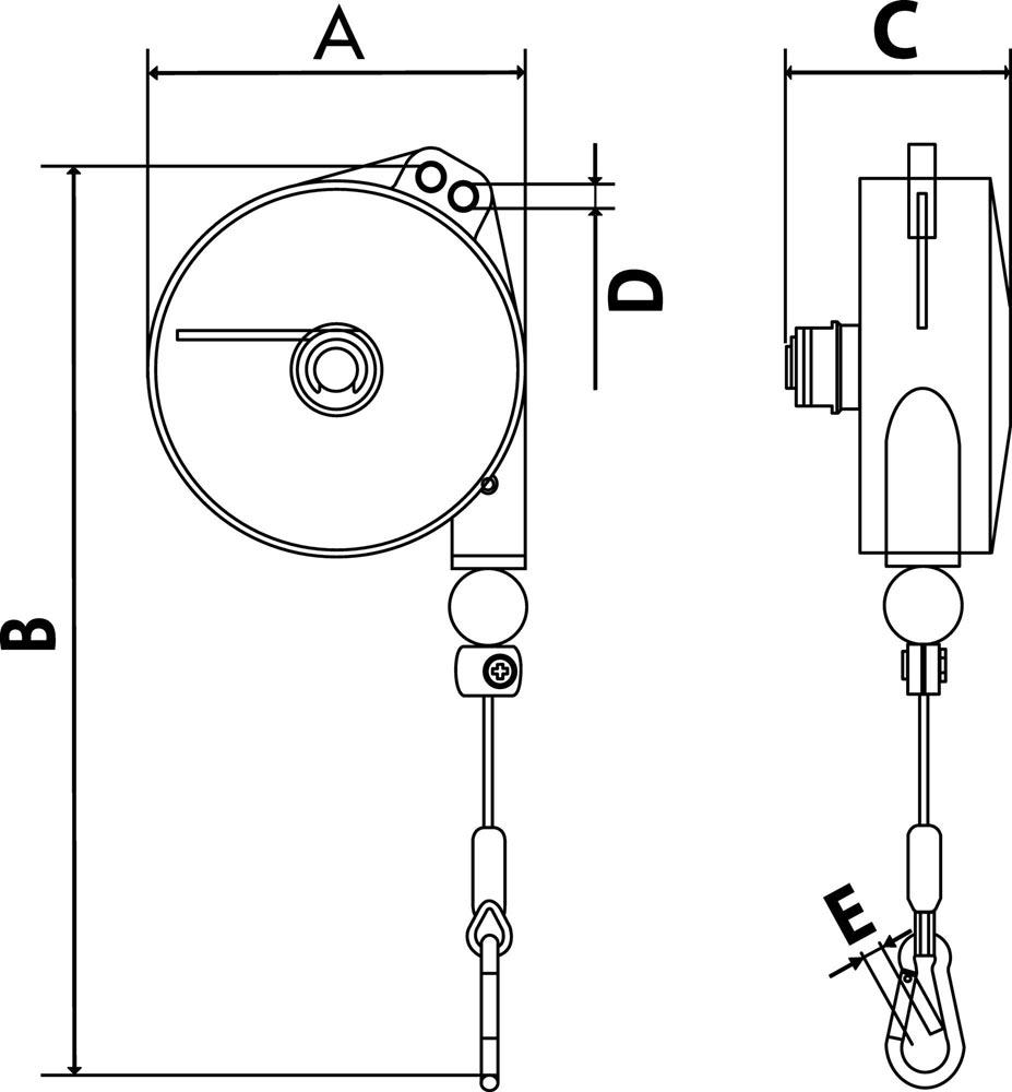 Federzug, Aluminium-Druckgussgehäuse, Traglast 1-2 kg, Seillänge 1,6 m