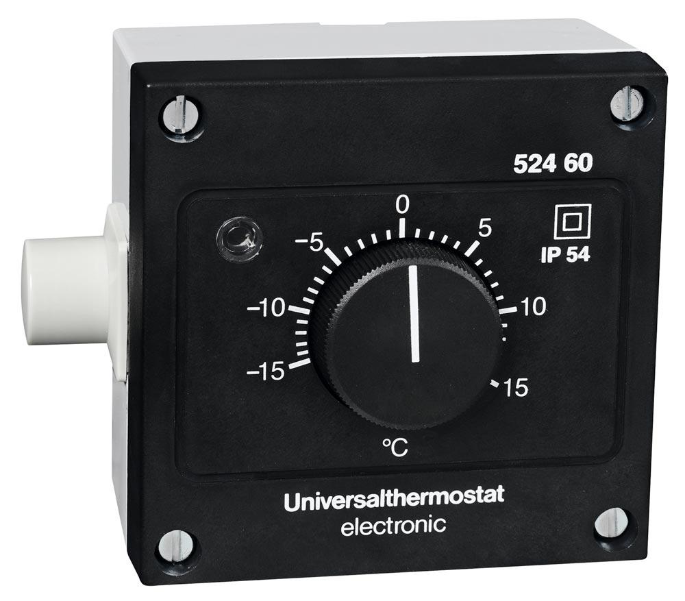 Thermostat für Verkehrsspiegel mit Heizung, spritzwassergeschützt nach IP 54, Außenskala