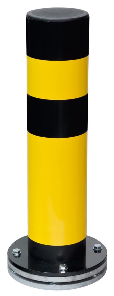 Flexibler Rammschutz-Poller, drehbar, zum Aufdübeln, gelb beschichtet,  Höhe 700 mm, Durchm. 159 mm