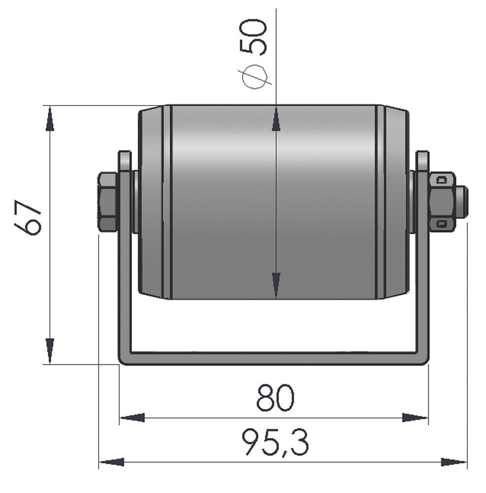 Palettenrollschiene, verzinkt, Profil zweireihig, Rolle Durchm. 50 mm, Traglast 160 kg, Bauhöhe 67 mm, Achsabstand 52 mm