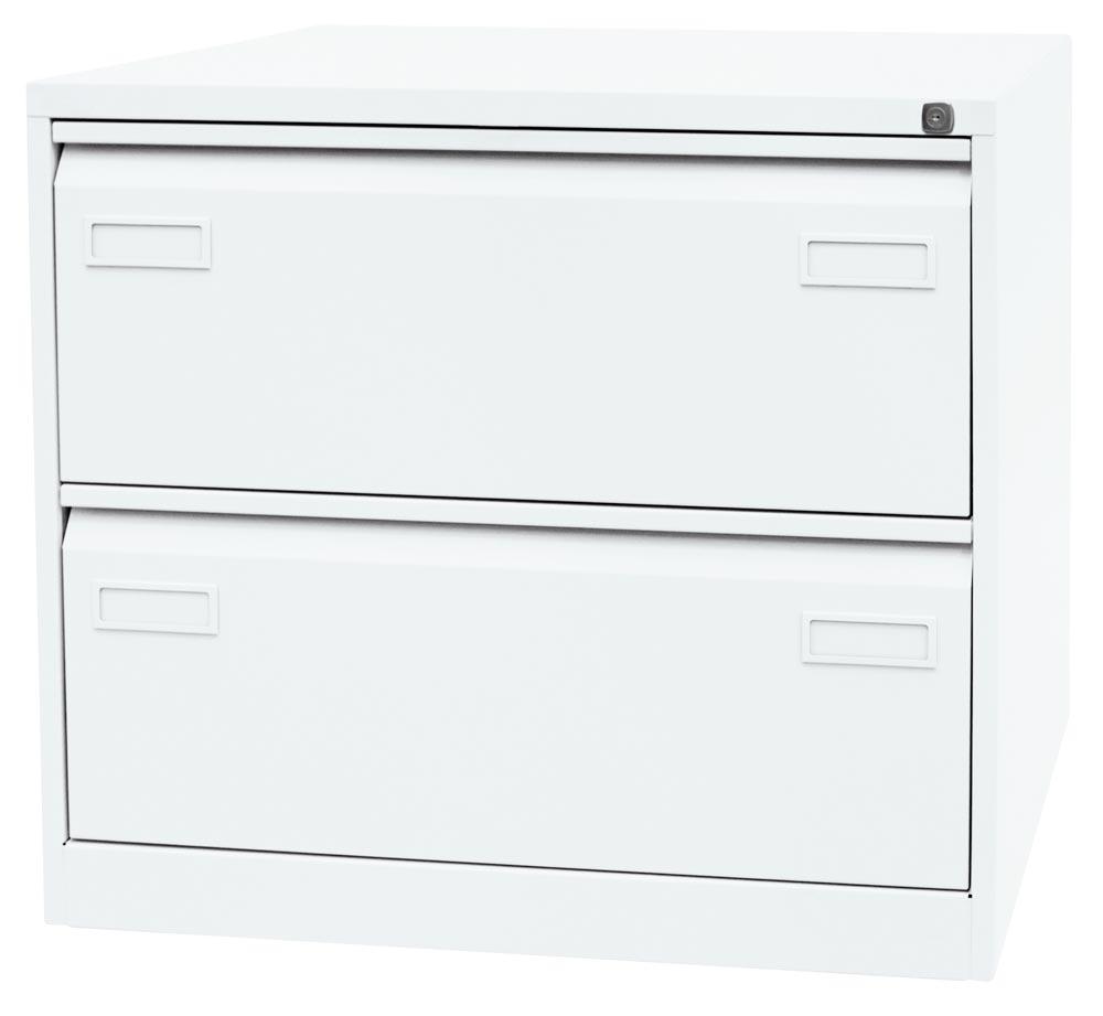 Hängeregistraturschrank LIGHT, BxTxH 800x622x711 mm, doppelbahnig, 2 Schubladen, Griffleiste, verkehrsweiß