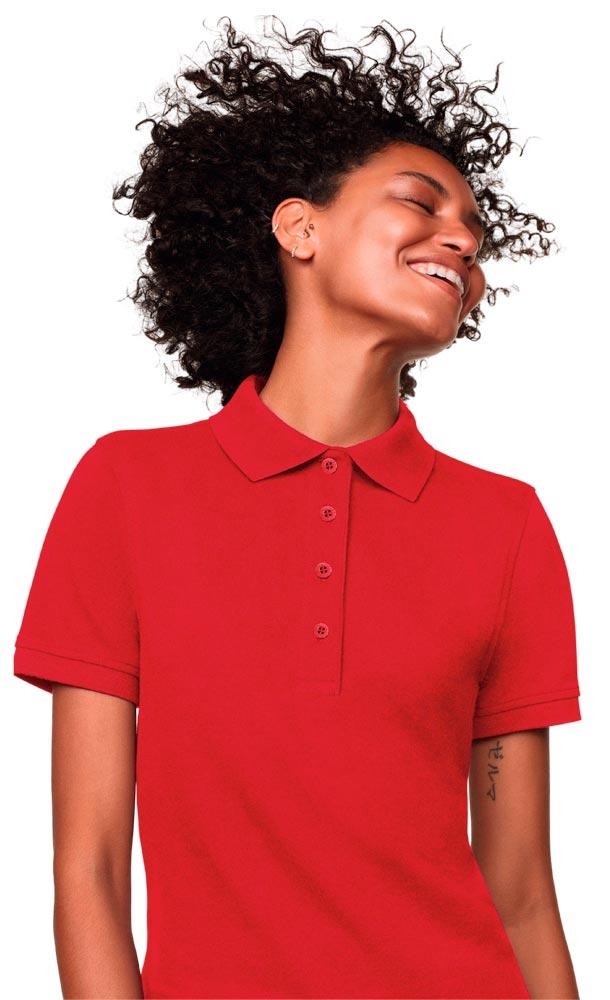 Damen Polo-Shirt MikraLinar, Farbe rot, Gr. L
