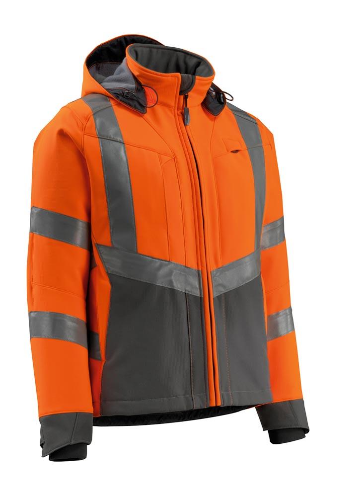 Warnschutz-Softshell-Jacke Blackpool, Farbe HiVis orange/dunkelanthrazit, Gr. 3XL