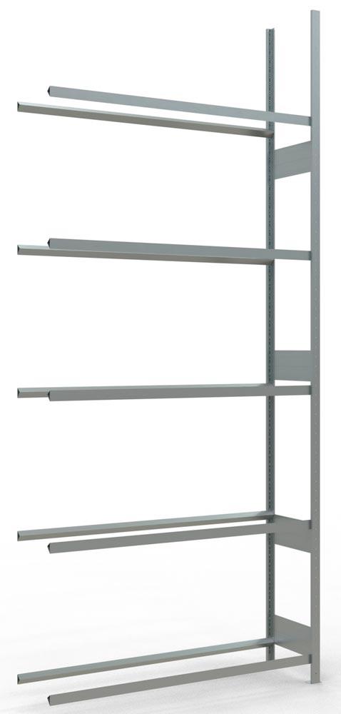 Reifen-/Räderregal, Anbaufeld, verzinkt, BxTxH 1500x400x3500 mm, 5 Lagerebenen, Fachlast 150 kg
