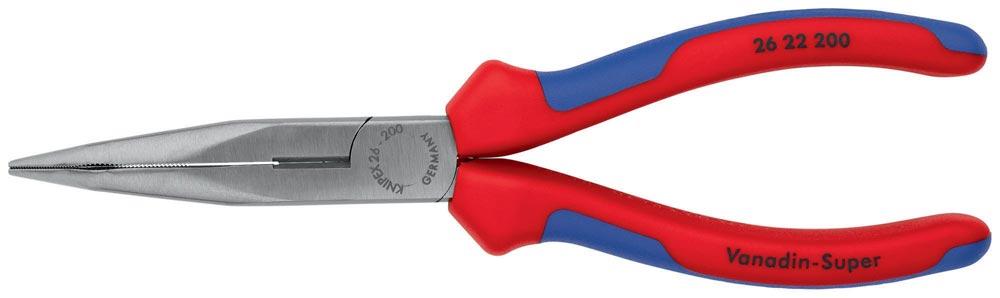 Flachrundzange Länge 200 mm poliert 40 gewinkelt Comfort-Griffe