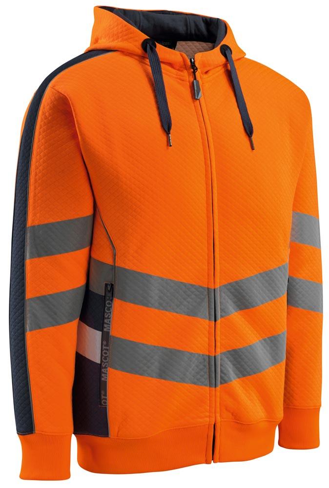 Warnschutz-Kapuzensweatshirt Corby, Farbe HiVis orange/schwarzblau, Gr. 4XL