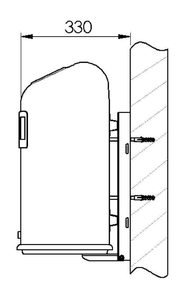 Abfallbehälter oval mit Ascher, Vol. 45 l, aus Stahlblech, BxTxH 425x330x590 mm, ohne Federklappe, RAL 2000
