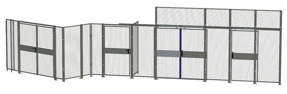 Doppel-Flügeltür für Trennwandschutzgitter, BxH 2200x2200 mm, RAL 7037 staubgrau