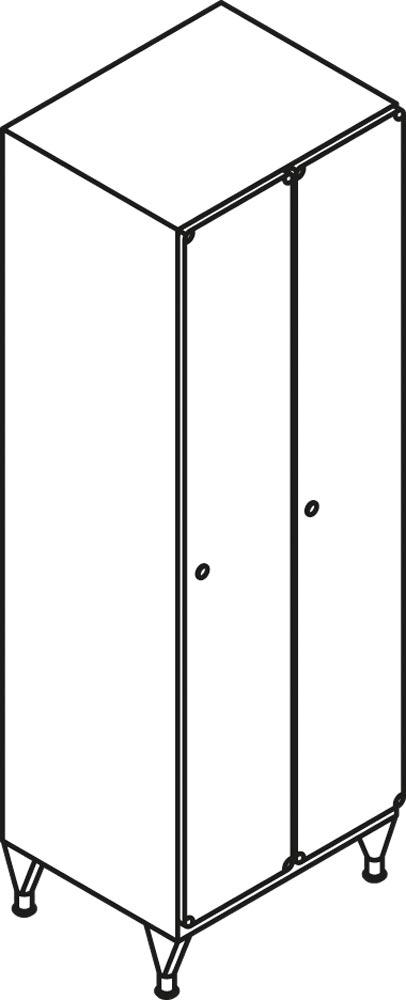 Fächerschrank, 1x2 Fächer, Abt. B 300 mm, Selbstbelüftungskonzept, BxTxH 600x525x1980 mm, RAL 7035/5010