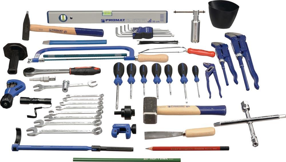 Werkzeugsortiment 72-teilig im Kunststoffkoffer für Heizung/Sanitär