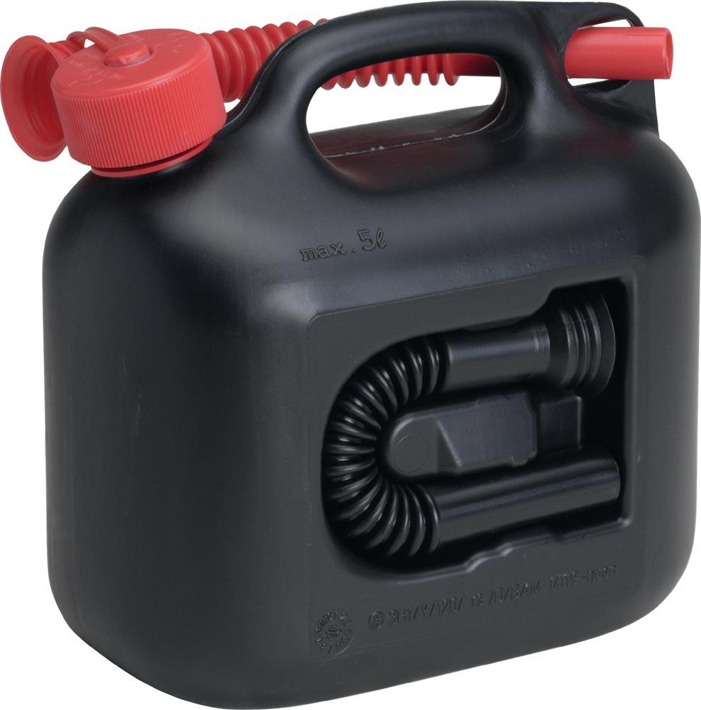 Kraftstoffkanister PREMIUM 5 l schwarz 2 Auslaufrohre L265xB147xH247mm