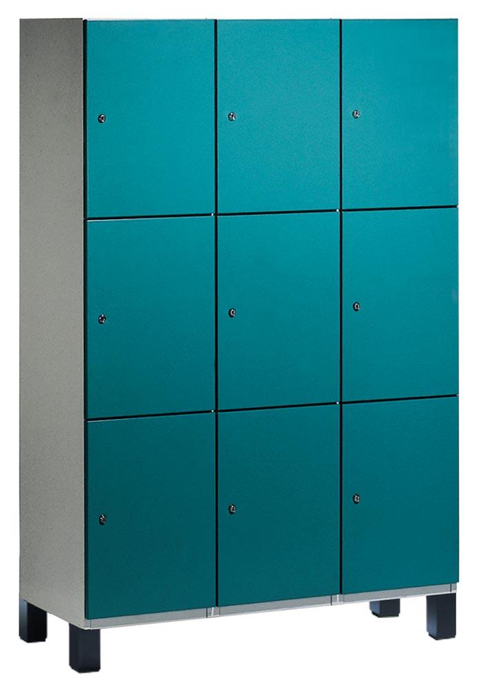 Fächerschrank, 1x2 Fächer, Abt. B 300 mm, Selbstbelüftungskonzept, BxTxH 600x525x1980 mm, RAL 7035/3003