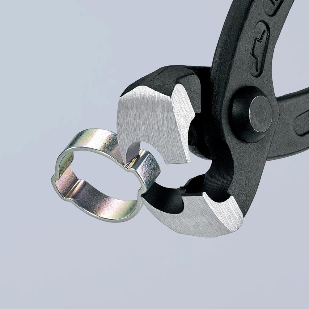 Ohrklemmenzange Gesamtlänge 220 mm Kopf schwarz atramentiert Kunststoff-Überzug seitliche Pressnase Ohrklemmenzange Gesamtlänge 220 mm Kopf schwarz atramentiert Kunststoff-Überzug seitliche Pressnase
