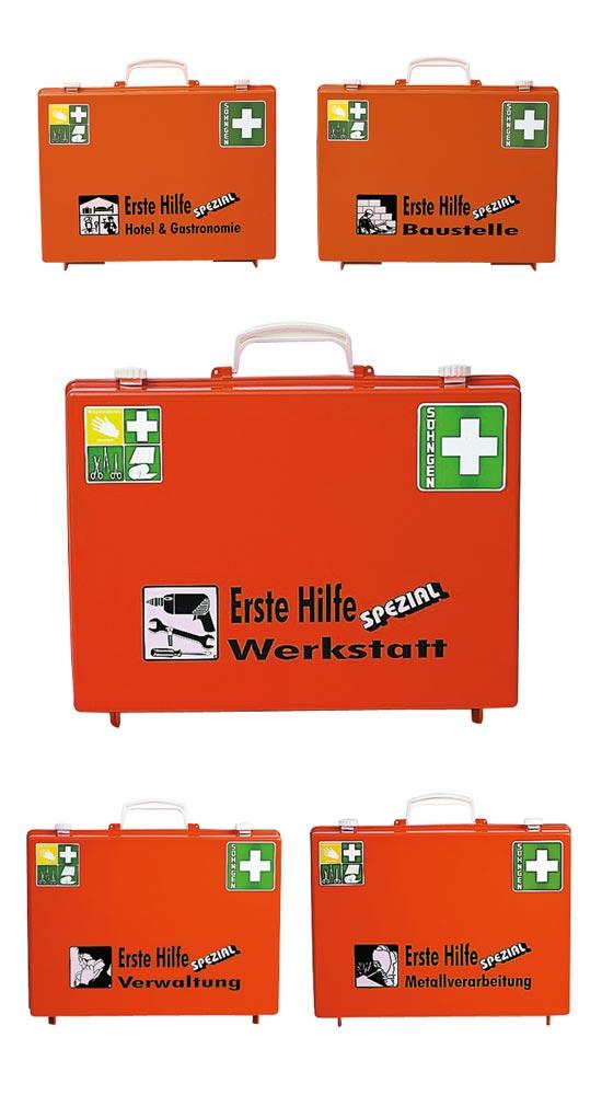 Erste Hilfe Koffer Beruf SPEZIAL Holzbearbeitung B400xH300xT150ca.mm orange