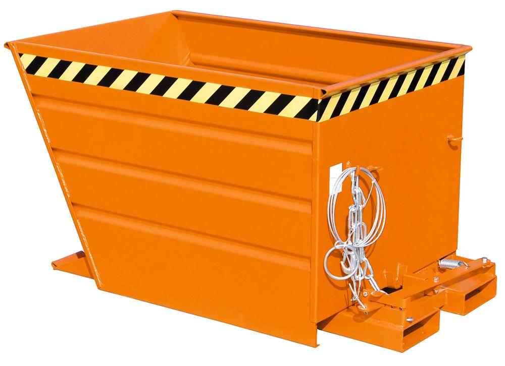 Kippbehälter, Volumen 0,55 cbm, LxBxH 1370x800x730 mm, Traglast 750 kg, RAL 2000 gelborange