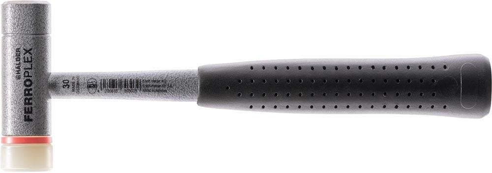 Schon- und Schlosserhammer FERROPLEX Länge 295 mm Kopf-Ø 35 mm hart Stahlrohr Nylon weiß/Vergütungsstahl