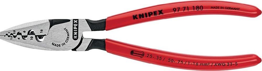 Aderendhülsenzange Gesamtlänge 180 mm 0,25 - 16,0 (AWG 23 - 5) mm poliert Mehrkomponenten-Hüllen Aderendhülsenzange Gesamtlänge 180 mm 0,25 - 16,0 (AWG 23 - 5) mm poliert Mehrkomponenten-Hüllen