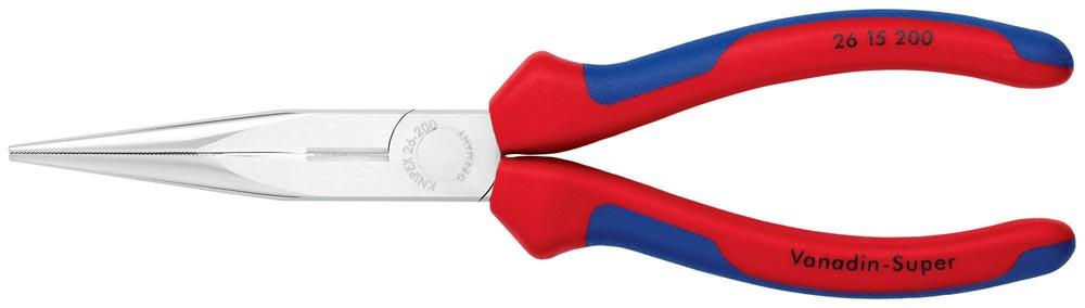 Flachrundzange Länge 200 mm verchromt gerade Mehrkomponenten-Hüllen