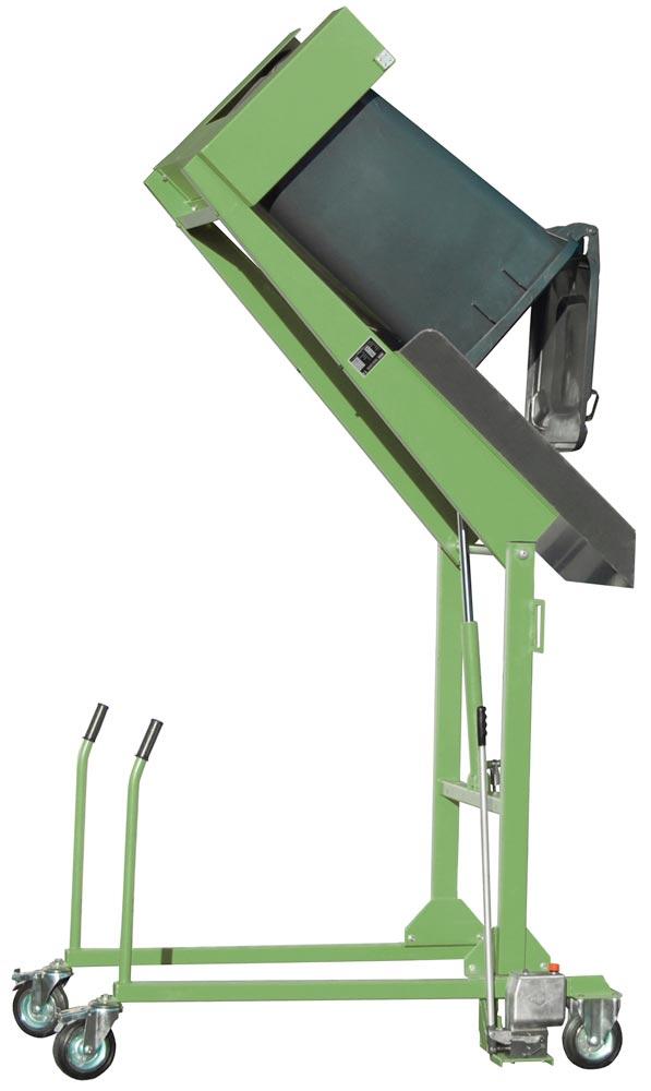 Mülltonnen-Kippstation mit Handpumpe, LxBxH 1570x980x1720 mm, RAL 6011 resedagrün