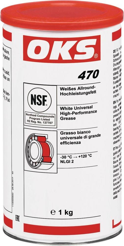 Weißes Allround-Hochleistungsfett OKS 470 weiß NSF H2 1 kg Dose