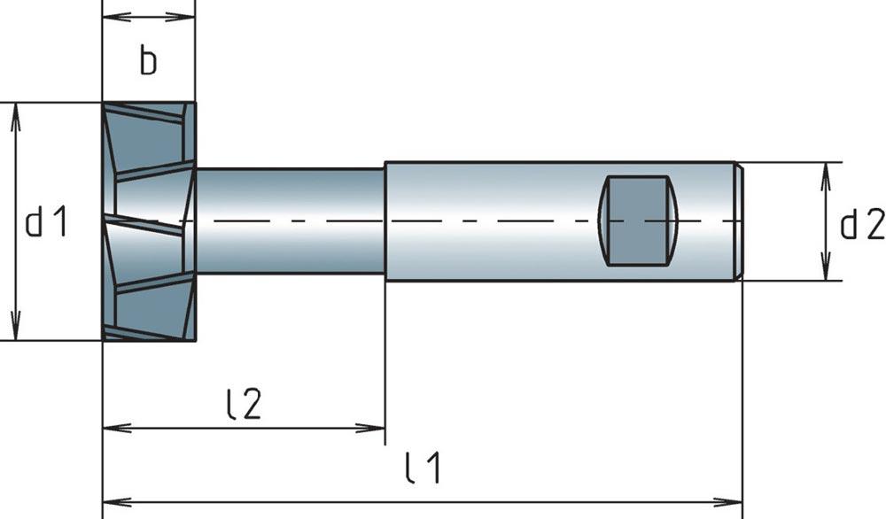 T-Nutenfräser DIN 851 AB Typ N Nenn-Ø 32 mm HSS-Co Verzahnung Kreuz Schneidenanzahl 8