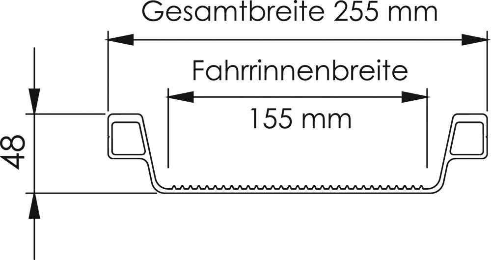 Alu-Verladeschienen für luftbereifte Fahrzeuge, Fahrrinnenbreite 155 mm, Traglast 400 kg/Paar, LxB 2500x255 mm, Preis je Paar