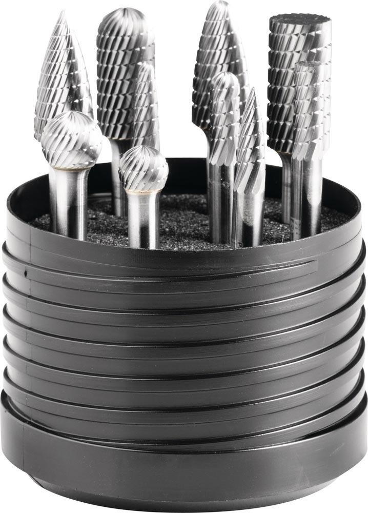 Frässtiftesatz Schaft-Ø 6 mm 10-teilig Hartmetall 3 stabile Kunststoffdose