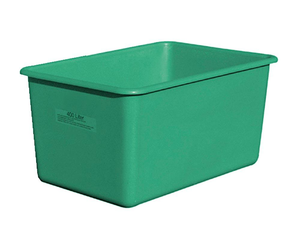 GFK-Rechteckbehälter, mit Staplertaschen, Volumen 2200 l, LxBxH oben auß/inn 2110/1970x1480/1340x930/920 mm, Farbe grün GFK-Rechteckbehälter, mit Staplertaschen, Volumen 2200 l, LxBxH oben auß/inn 2110/1970x1480/1340x930/920 mm, Farbe grün